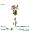 GloboStar® Artificial Garden DUSTY PINK ROSE BOUQUET 21084 Τεχνητό Διακοσμητικό Μπουκέτο Τριαντάφυλλα Ανοιχτό Ροζ Y44cm